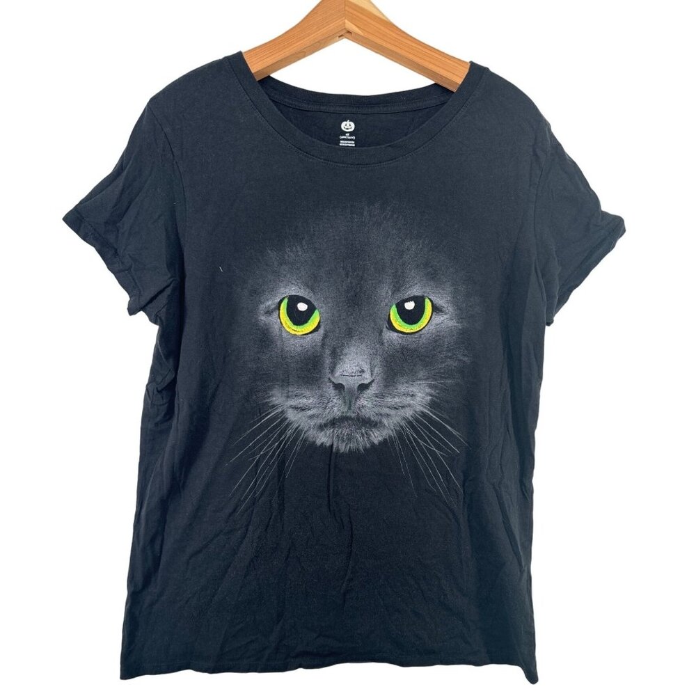Spirit Halloween Women TShirt Black Cat Graphic Sz 2X Short Slv Halloween Spooky